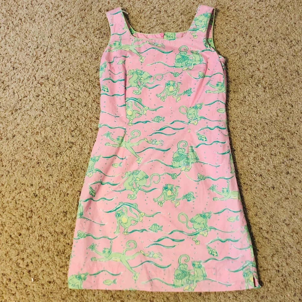 Lilly Pulitzer Womens Scuba Monkey Dress Pink 2